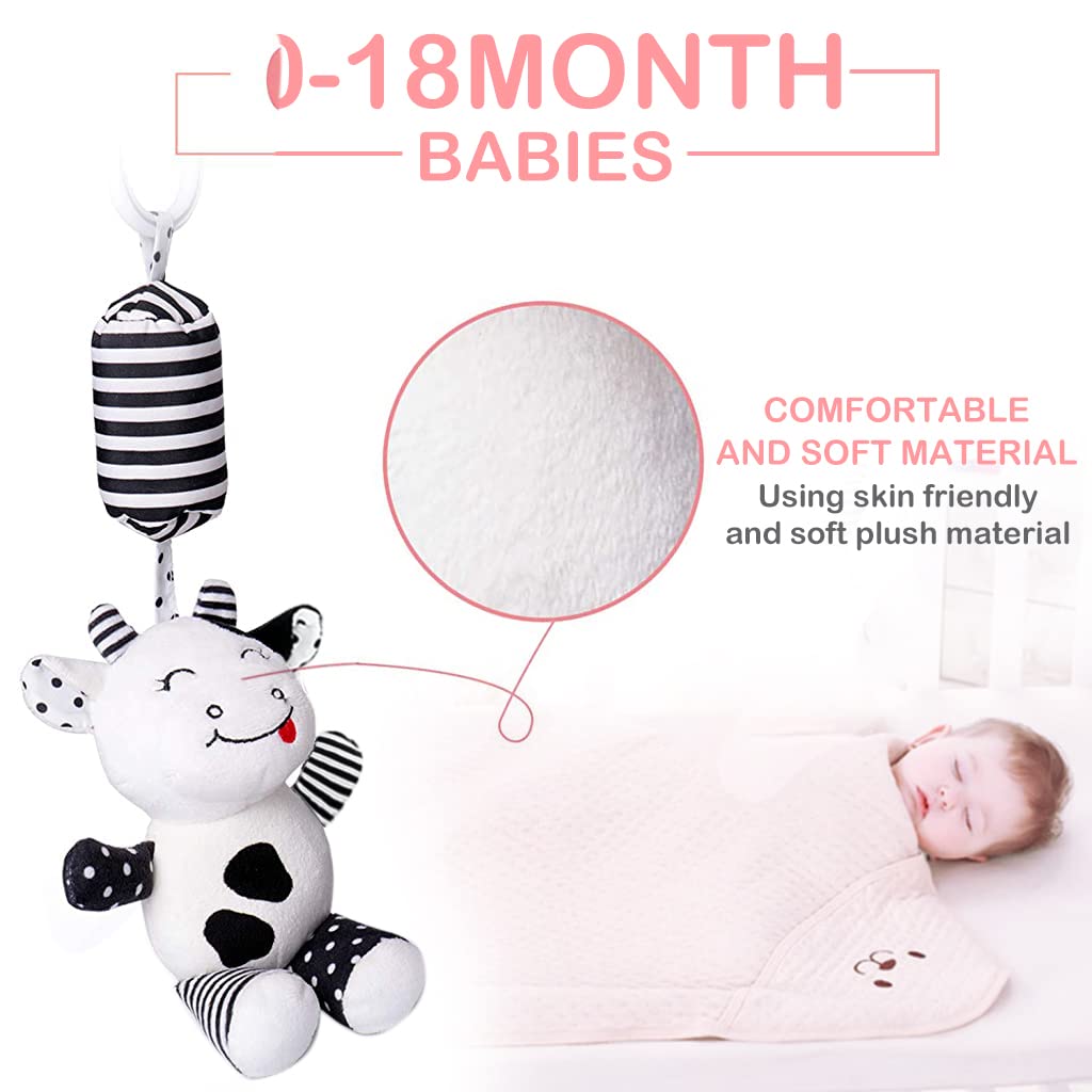 PATPAT Baby Toy Rattle Toy Cartoon Stuffed Plush Toy Hanging Rattle Toys, Baby Bed Crib Car Seat Travel Stroller Soft Plush Toys with Sound, Best Birthday Gift for Newborn 0-18 Month PATPAT Baby Toy Rattle Toy Cartoon Stuffed Plush Toy Hanging Rattle Toys, Baby Bed Crib Car Seat Travel Stroller Soft Plush Toys with Sound, Best Birthday Gift for Newborn 0-18 Month